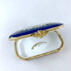 陶器の小物入れ　ロイヤルブルー　お花柄　浅型　手描き小物　 18otb15-2