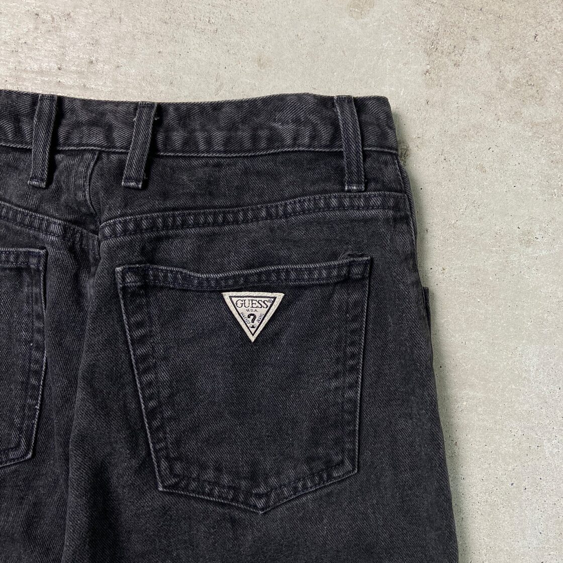 90年代 USA製 GUESS JEANS ゲスジーンズ ブラックデニムパンツ メンズ 