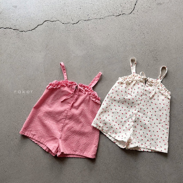 【取寄】raker|ruffle strap sleeveless jumpsuit (small dot)|ラッフルストラップノースリーブジャンプスーツ(小ドット)|XS-L|kids|26 summer 2nd