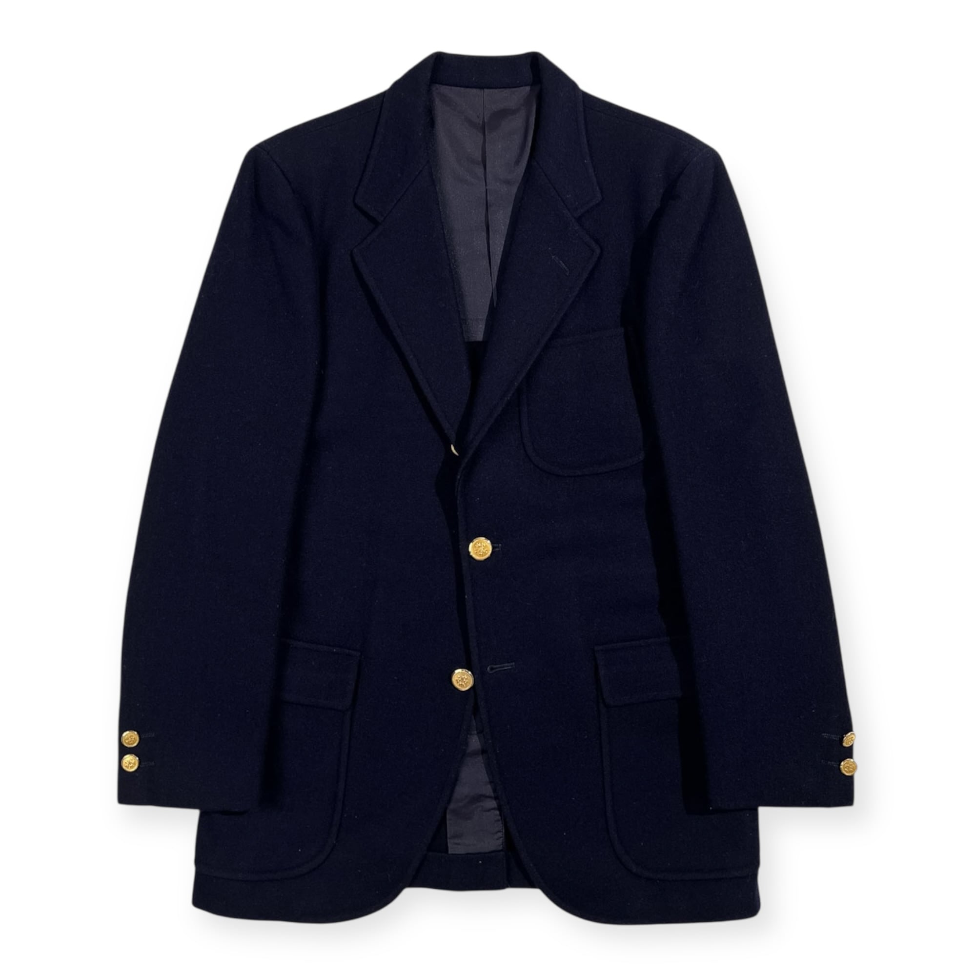 NEWYORKER 紺ブレ 金ボタン ダブルブレザー ネイビー 9AR 古着】ダブルジャケット L NEWYORKER 紺ブレ 金ボタン ウール アウター