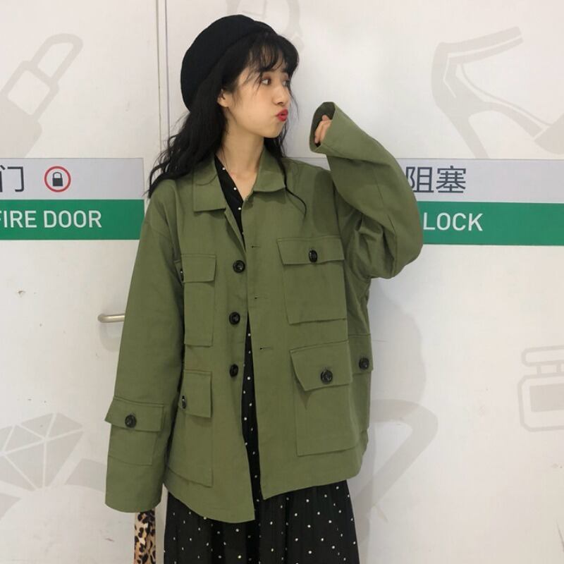 ジャケット スプリングオータムルーズカジュアルトップス ロング 春物 秋物 1号婦人31957806116