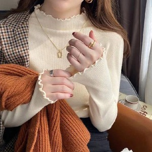 2025/01/18 ニット セーター レディース 春秋冬 韓国 ハイネック トップス おしゃれ きれいめ 大人 かわいい メロウフリル インナー 大人可愛い 大人女子 [LW-CDT057]