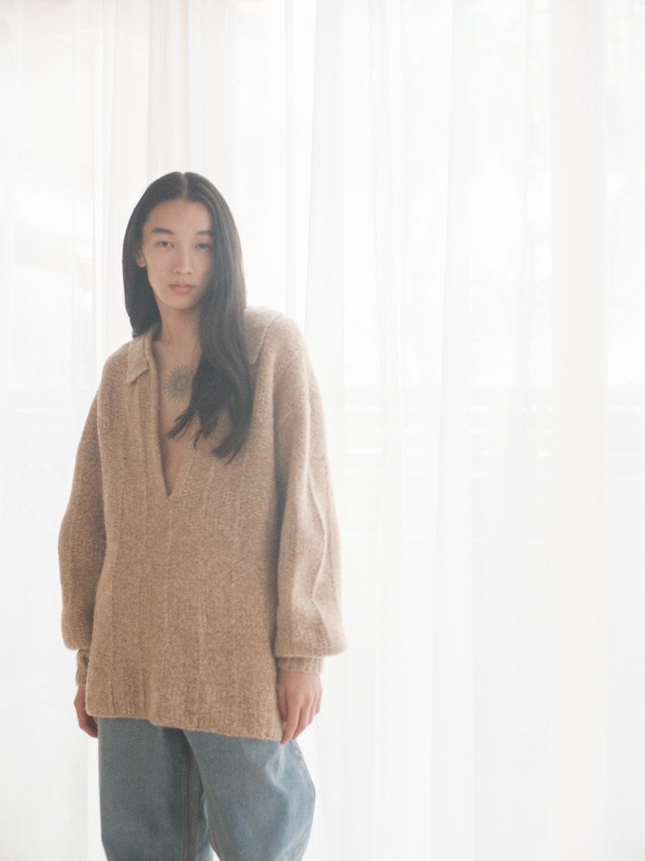 METHO - Skipper Out Collar Sweater / Muscat