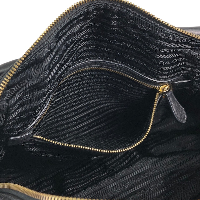 PRADA プラダ トートバッグ ブラック ロゴ レザー ラウンド vintage ヴィンテージ オールド 7zspmn