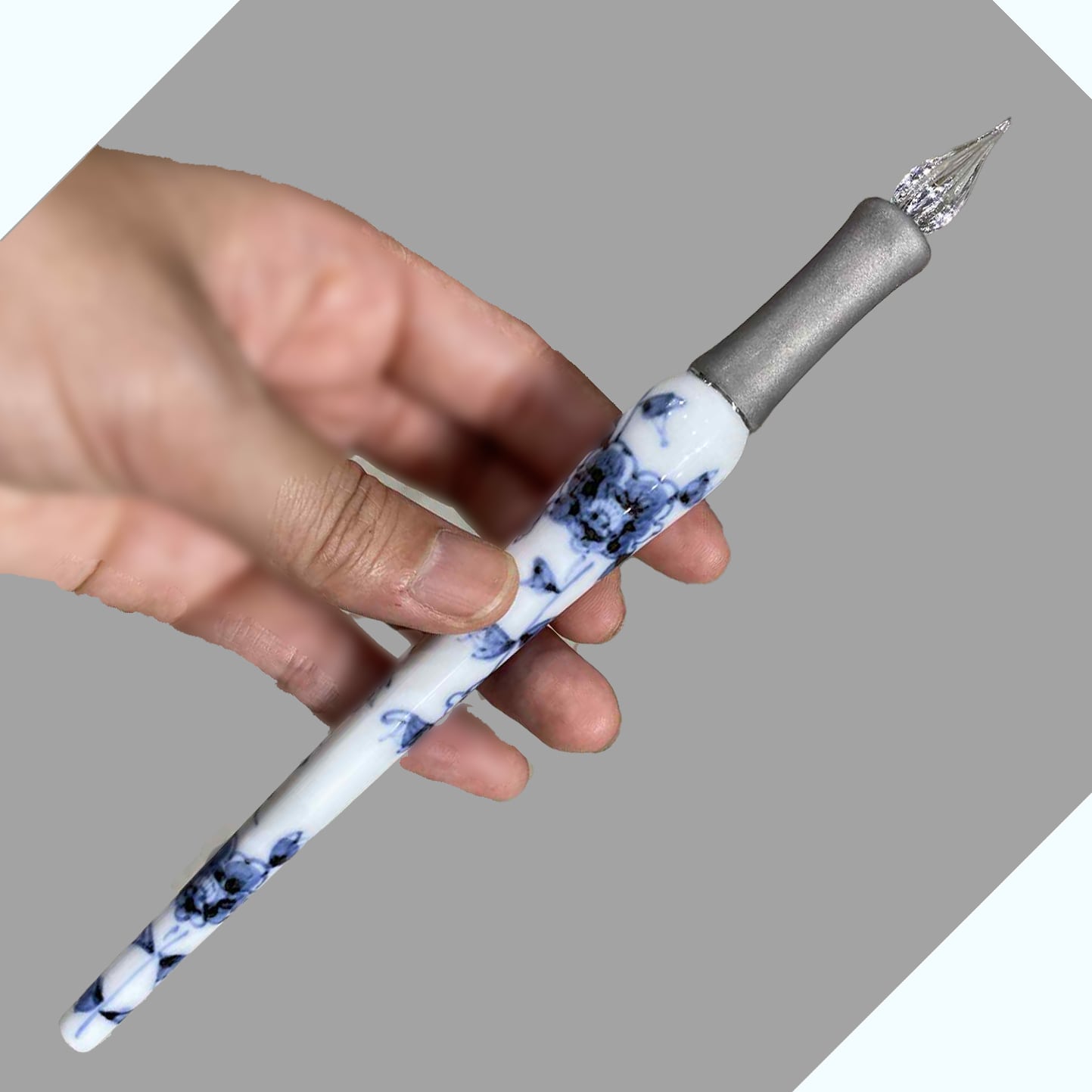 ガラスペン プラチナ染付花唐草