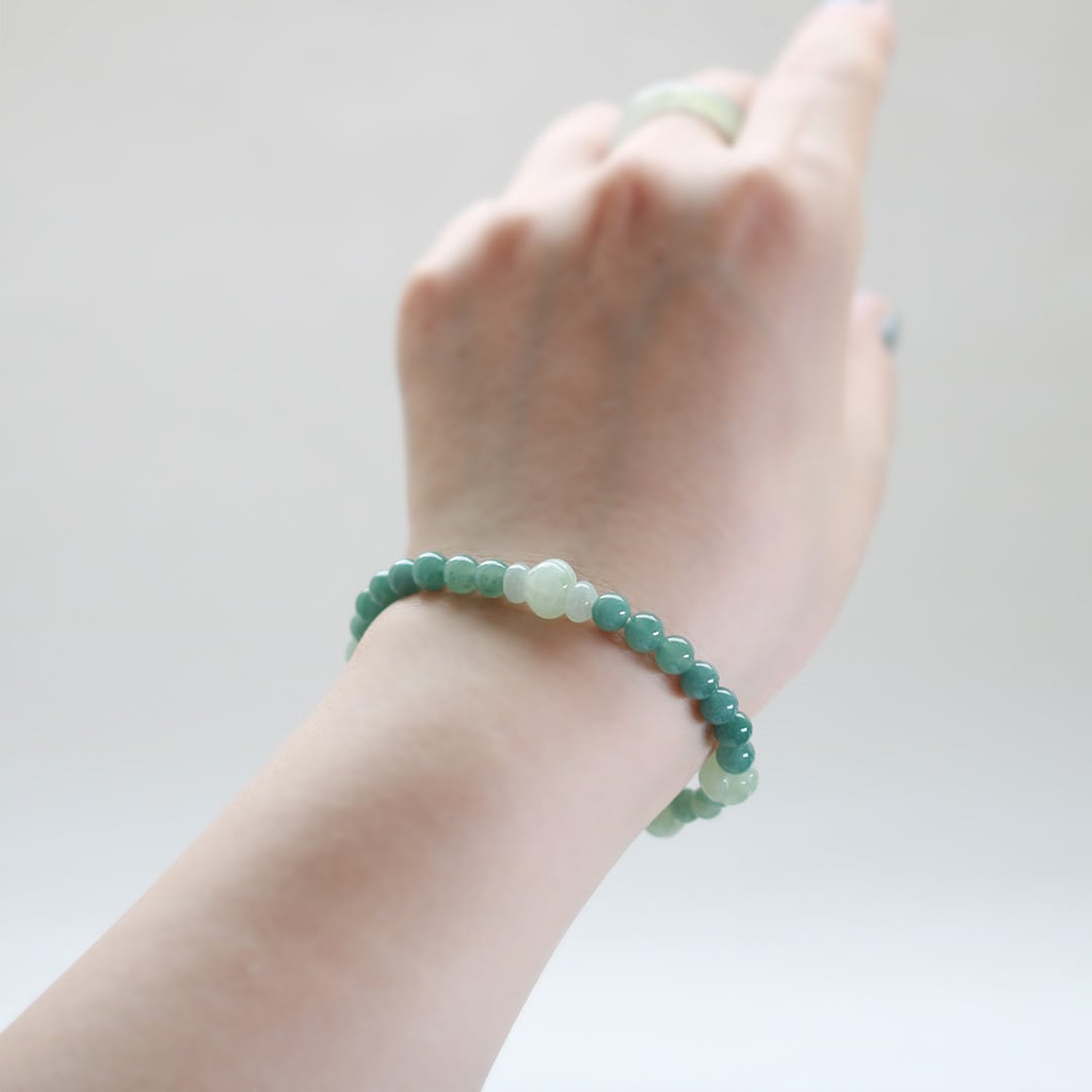 青緑カラー翡翠が涼し気！green pumpkin bracelet A貨翡翠 jd_br1101