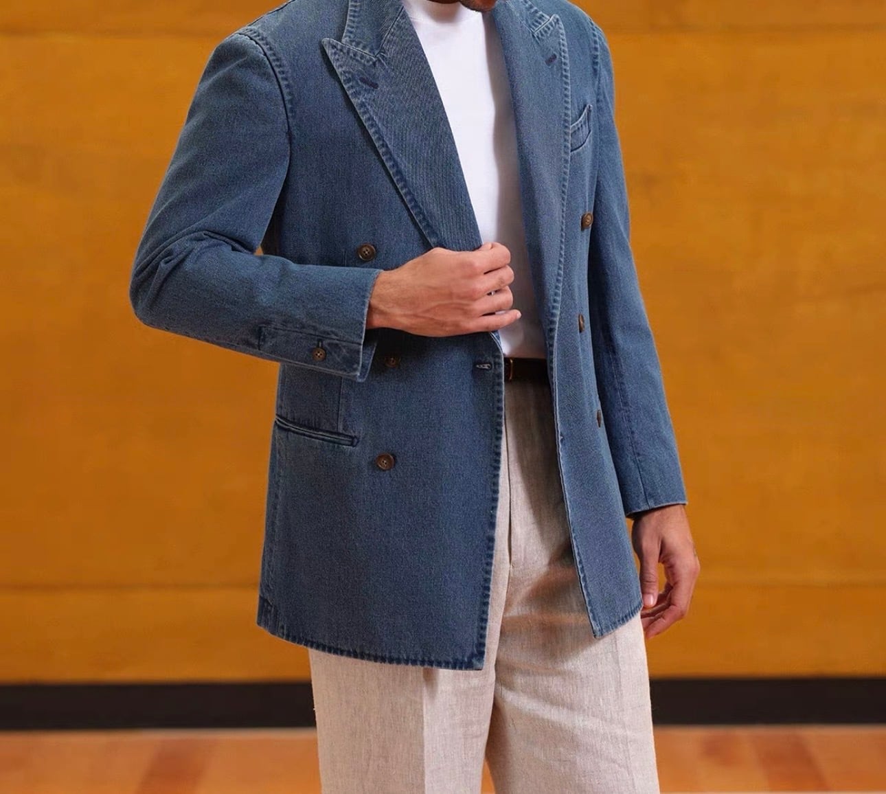 デニムテーラードダブルジャケット | Wide Range