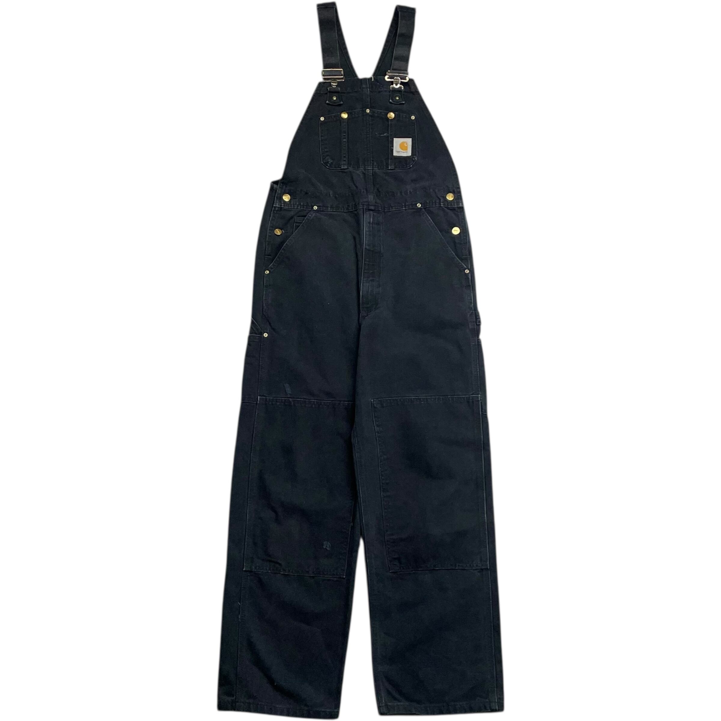 《実寸W36 L30》Carhartt カーハート オーバーオール ダブルニー ブラック no.7816
