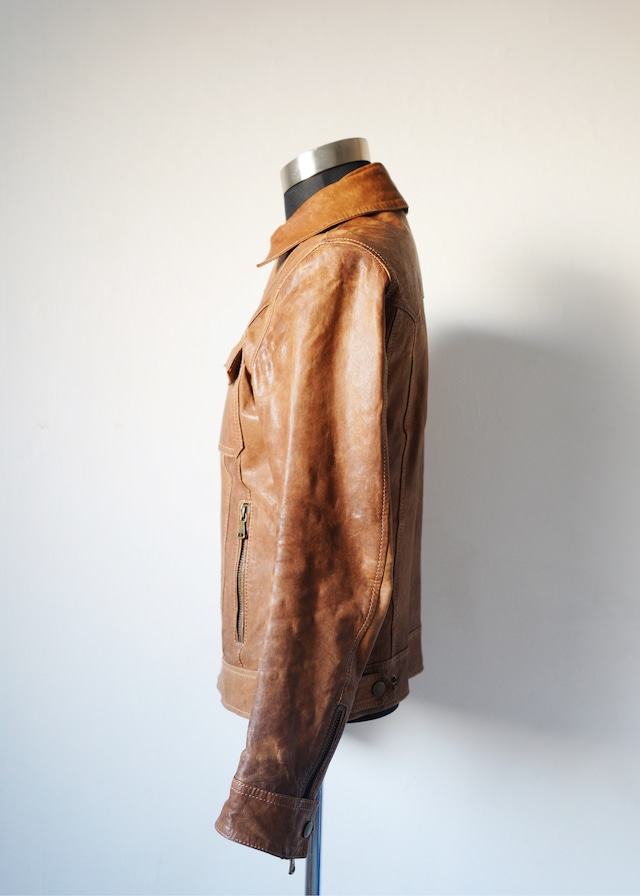 DOLCE&GABBANA lamb leather zip up jacket