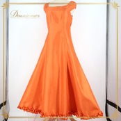 フラダンス 衣装 ワンピース ドレス オレンジ系 パンドール 日本製 ハワイアン アロハ レッスン 練習 無地 ワンカラー 光沢 高級感 フリル ノースリーブ Paondor かわいい 上品 おしゃれ フラ ダンス 鮮やか 華やか デザイン シンプル レディース ファッション