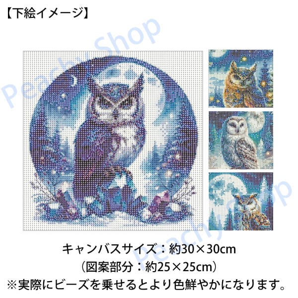 初級 フル ダイヤモンドアート キット ビーズ刺繍 幻想的 ふくろう 梟