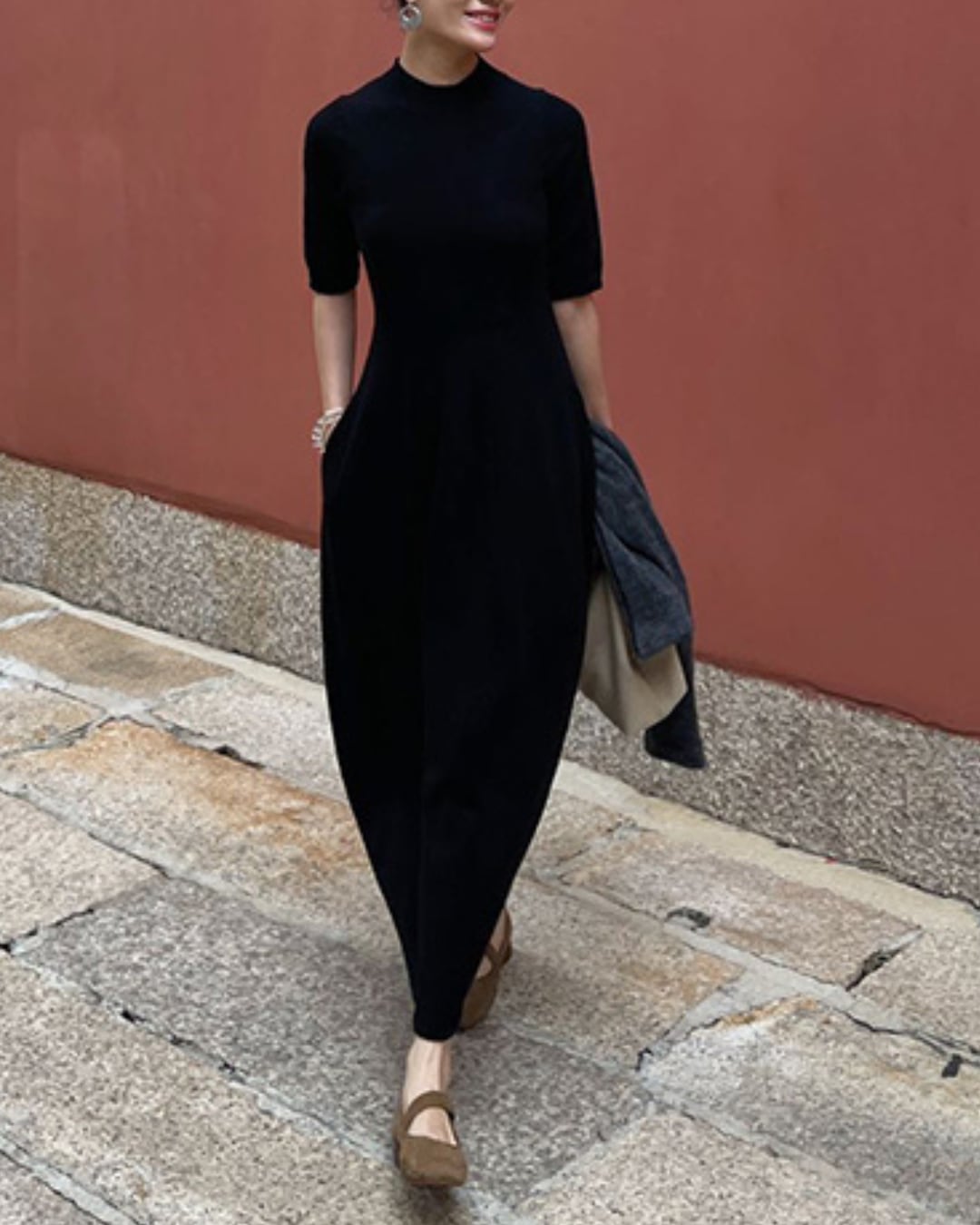 ハーフスリーブバルーンワンピース A25103