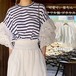 Tシャツ レディース 半袖 ブラウス フリル袖 レース切り替え ボーダー柄 無地 ボリューム袖 春 秋 夏 トップス 五分袖 ゆったり オシャレ 韓国風 大人 カジュアル 体型カバー 20代 30代