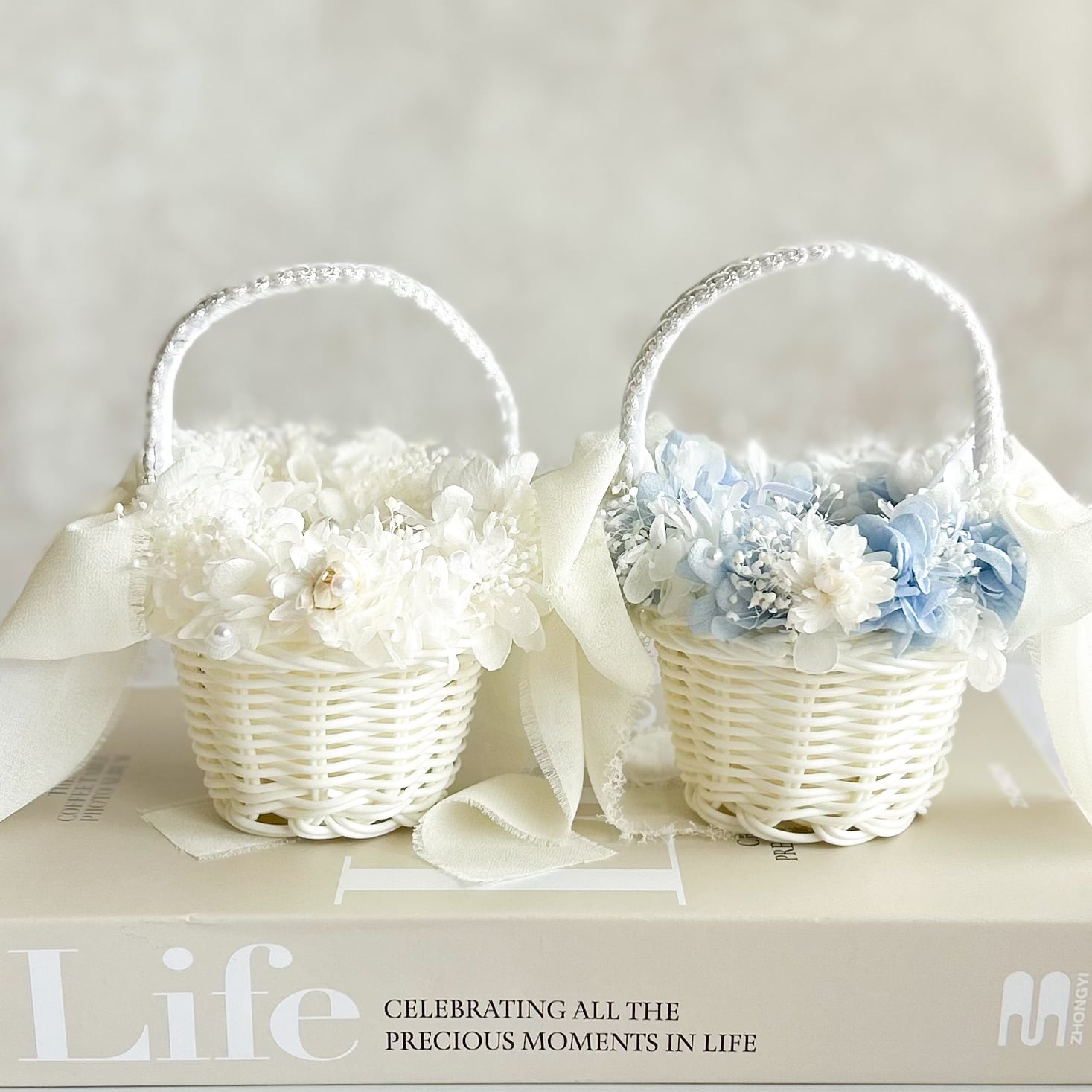 Ringpillow blue&white mini  【2人用】