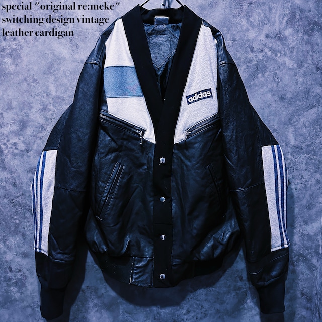 【doppio】special "original re:meke" switching design vintage leather cardigan