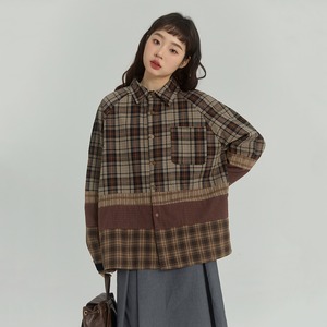 VOUSALME茶色のチェック柄シャツ
