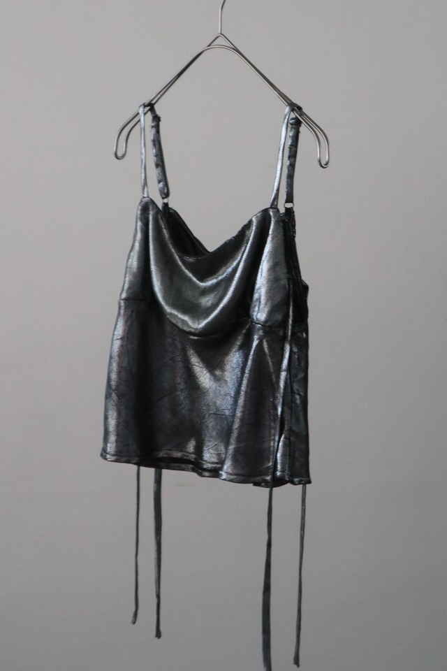 metallic silver camisole tops