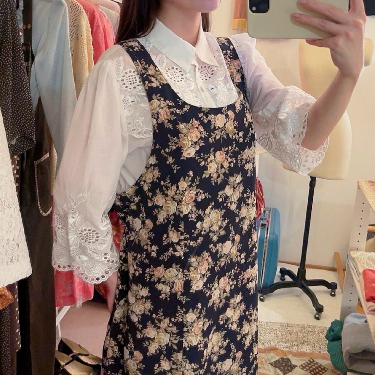 rose double ribbon jumper skirt