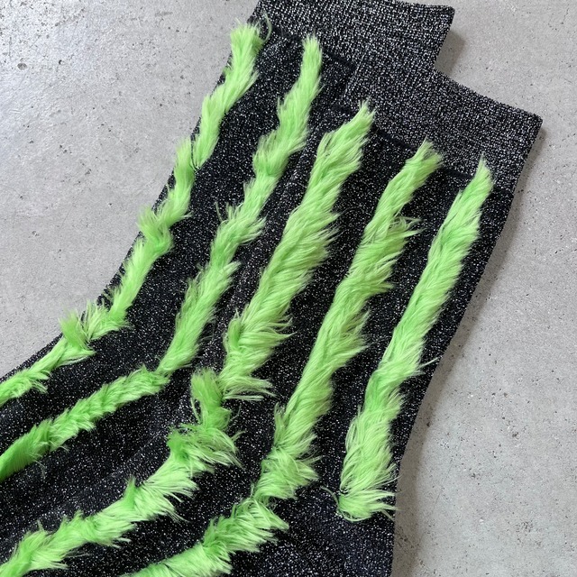 FAKUI / 【22-24cm】stripe fur socks FK-269