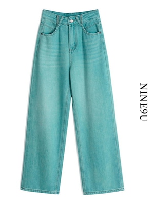 denim wide-leg straight pants 3color【NINE7587】