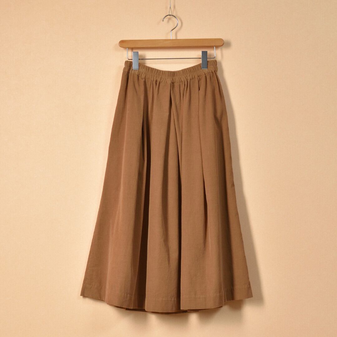 Sarahwear サラウエア アズマダキ・ファインコーデュロイ・ボックスタックスカート・ベージュ【送料無料】