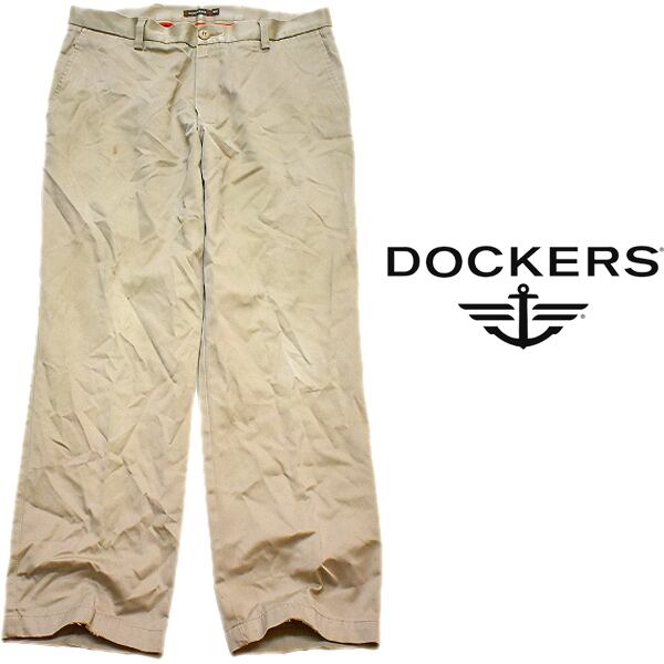 dockers ドッカーズ ワークパンツ 刺繍ロゴ 90s ブラック W34