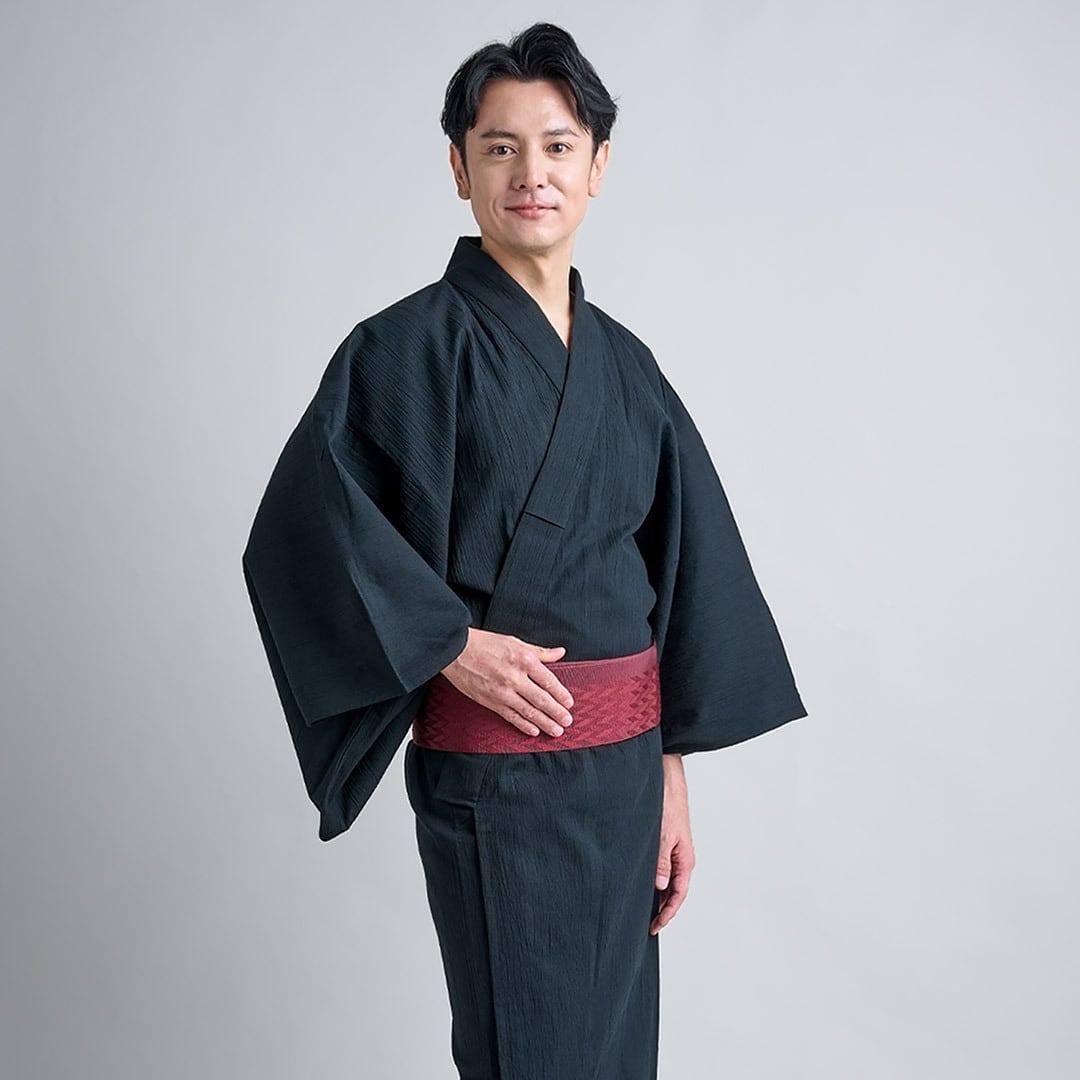 yuca すのチル ソフビ 服 着物 浴衣 man IKS 勇 ちぢみ織 メンズ浴衣 綿麻 男性用 無地 単品 | IKS COLLECTION