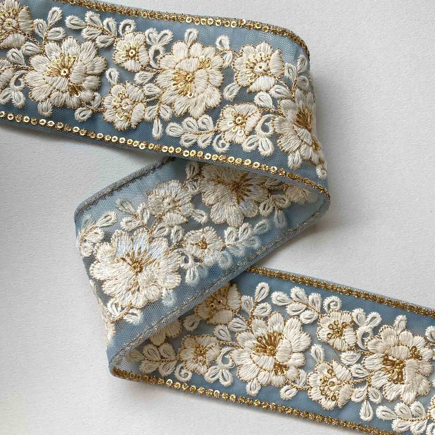再入荷〉白花模様のインド刺繍レース（50cm〜） | Dua-アクセサリー