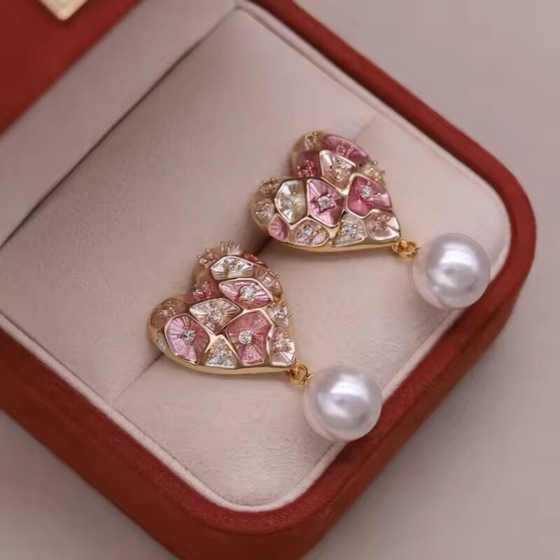ハートパールビジューピアス（一ヶ月程でお届け） | milkyfleur