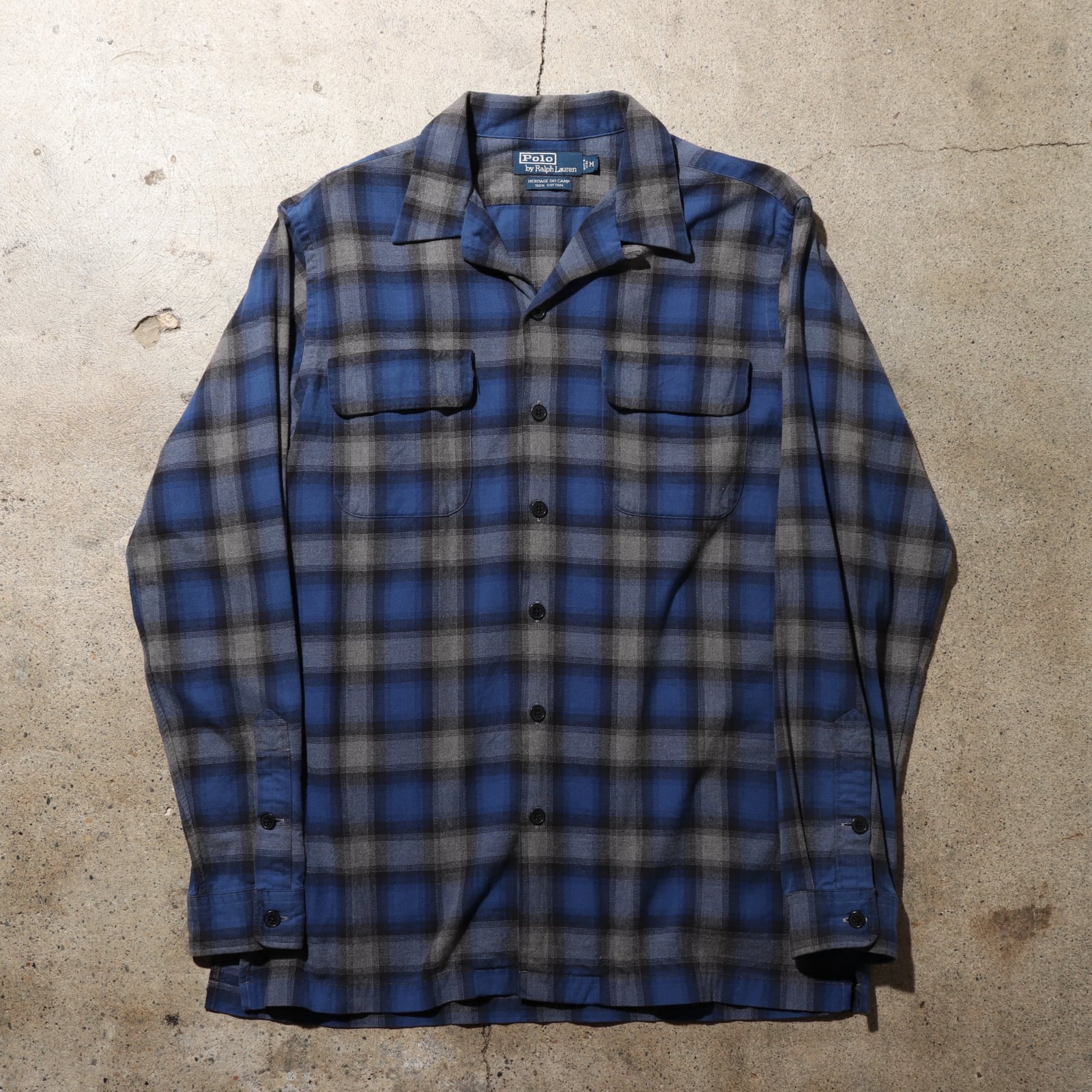 美品 M 90s ポロラルフローレン コットン オンブレチェックシャツ 長袖  
