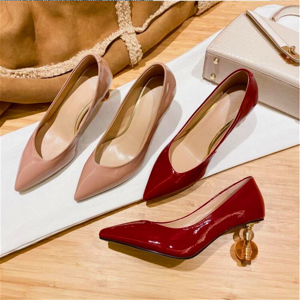 【新作】【送料無料】 セクシーなセクシーな先のとがったつま先奇妙なかかと女性ハイヒールワイン赤アプリコットハイヒール春と秋の女性 レッド 靴 シューズ スプリング 春物 オータム 秋物 10b346072529864
