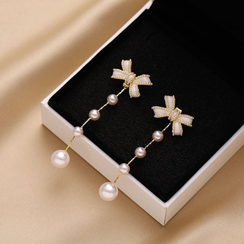 ガーリーリボンパールピアス 1r355 Cherie Ange