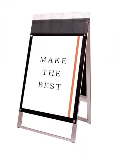 ポスター用スタンド看板マグネジ パンフレットケース付 A1両面ブラック(屋外用)