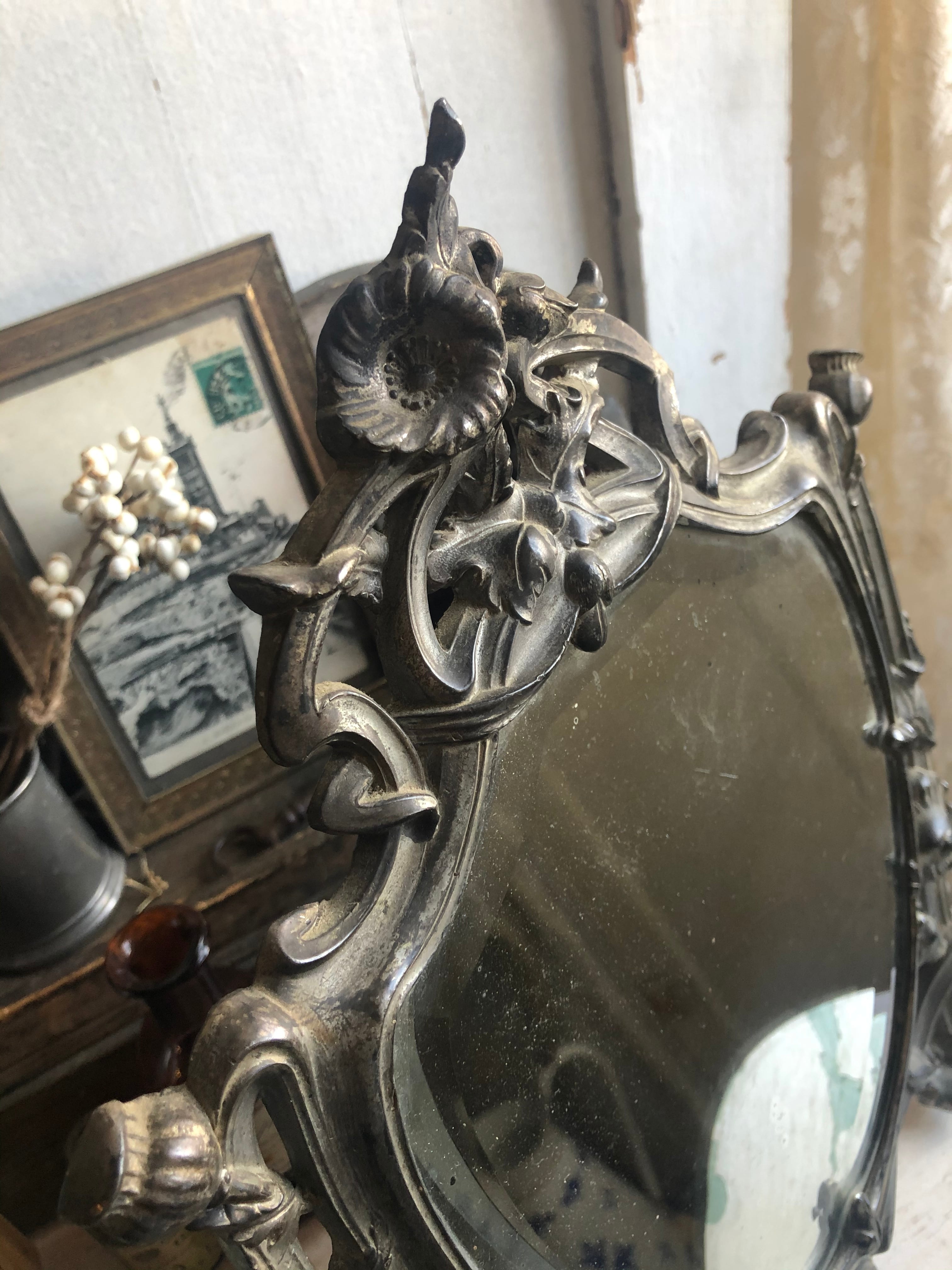 フランスアンティーク 卓上ミラー | Brocante de La Cocotte