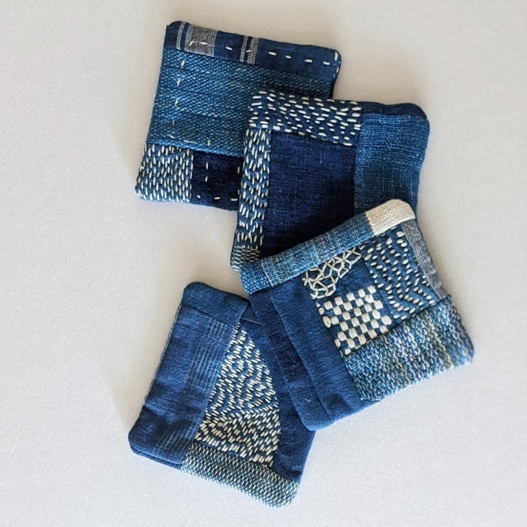 エスニック　手刺繍　ハンドメイド　ヤオ族ロングコート　民族衣類　藍染D68