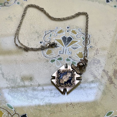 Vintage Masonic Top Necklace [IOOF - FLT] [1930~ KGF] Iron Cross - Knights