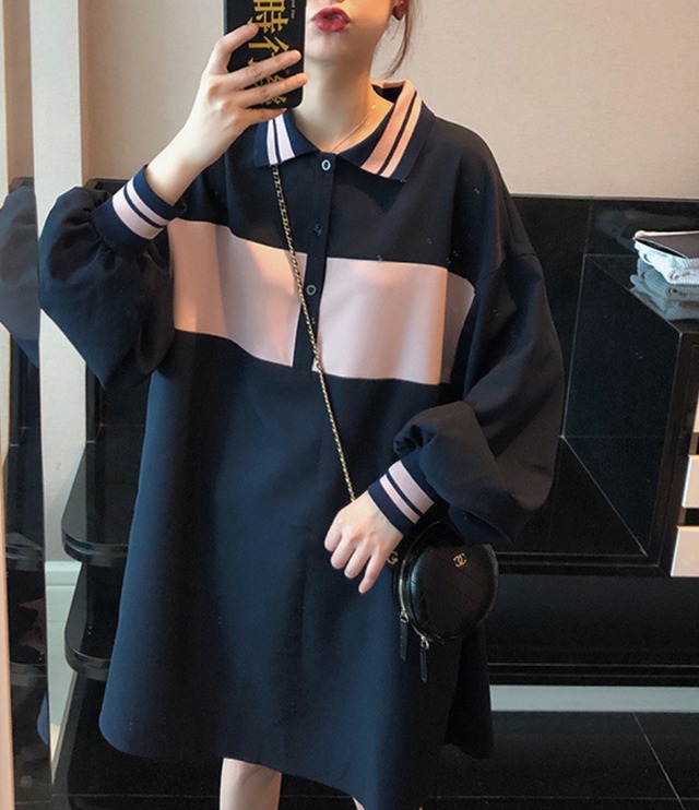 オルチャンファッション ロンT 長袖 ポロシャツ 原宿 ワンピース 韓国ファッション 28