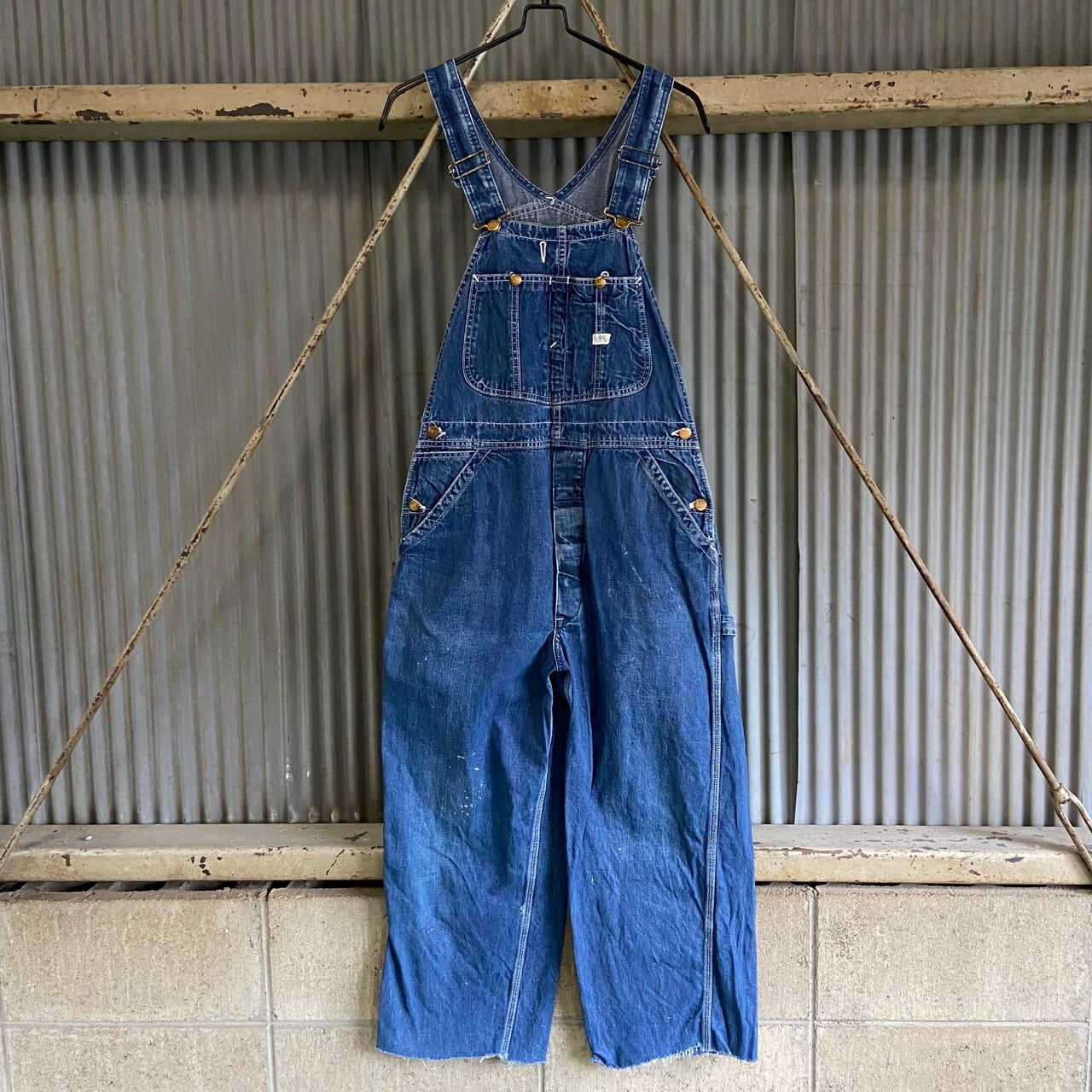 70年代 USA製 Lee リー JELT DENIM カットオフ デニム オーバーオール 