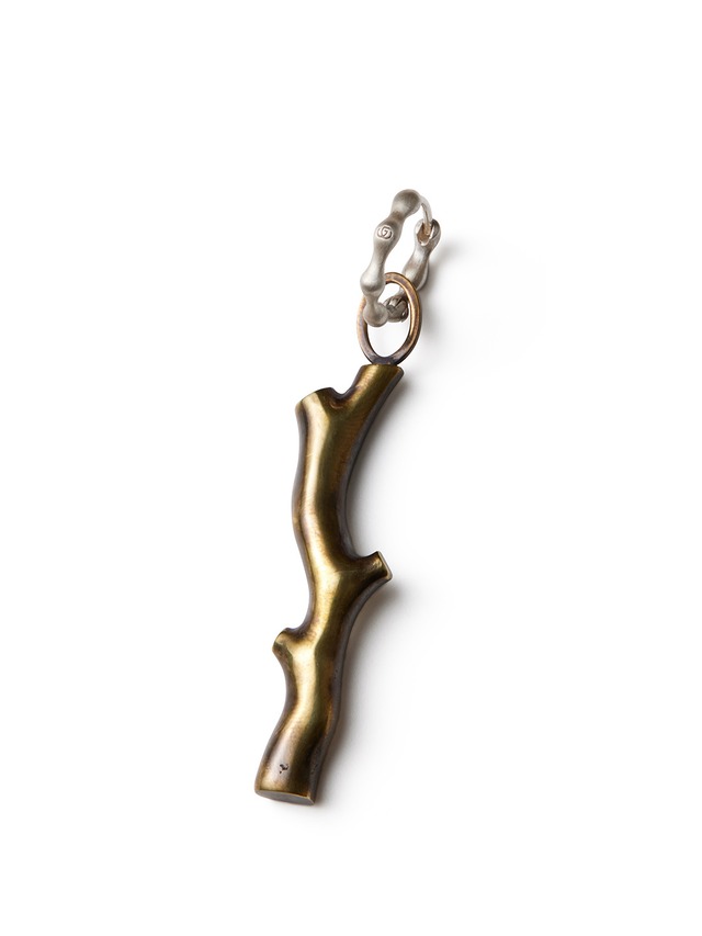 Brass Coral & Silver Hoop Earring