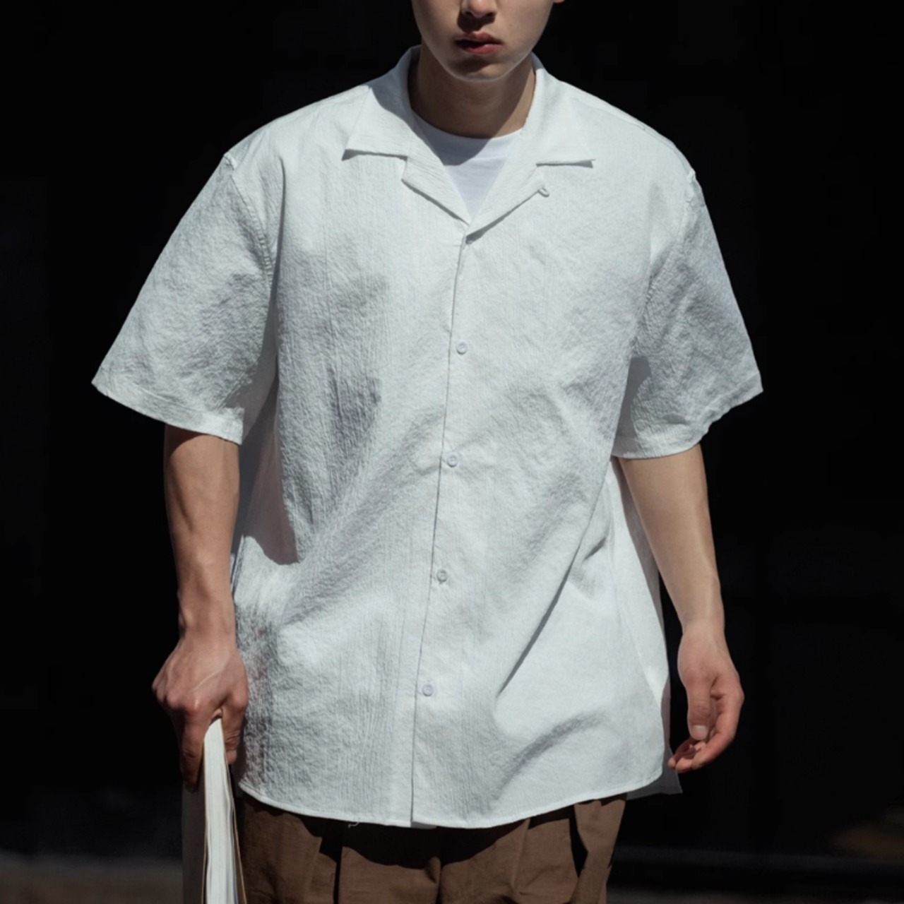 開襟ゆったりシャツ　0696