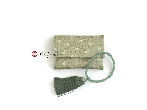 再販‼︎  お念珠入れ　ポケット付き　西陣織…雲唐草に桐《送料無料》