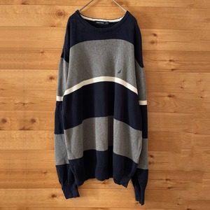 【NAUTICA】刺繍ロゴ ニット セーター XL オーバーサイズ US古着
