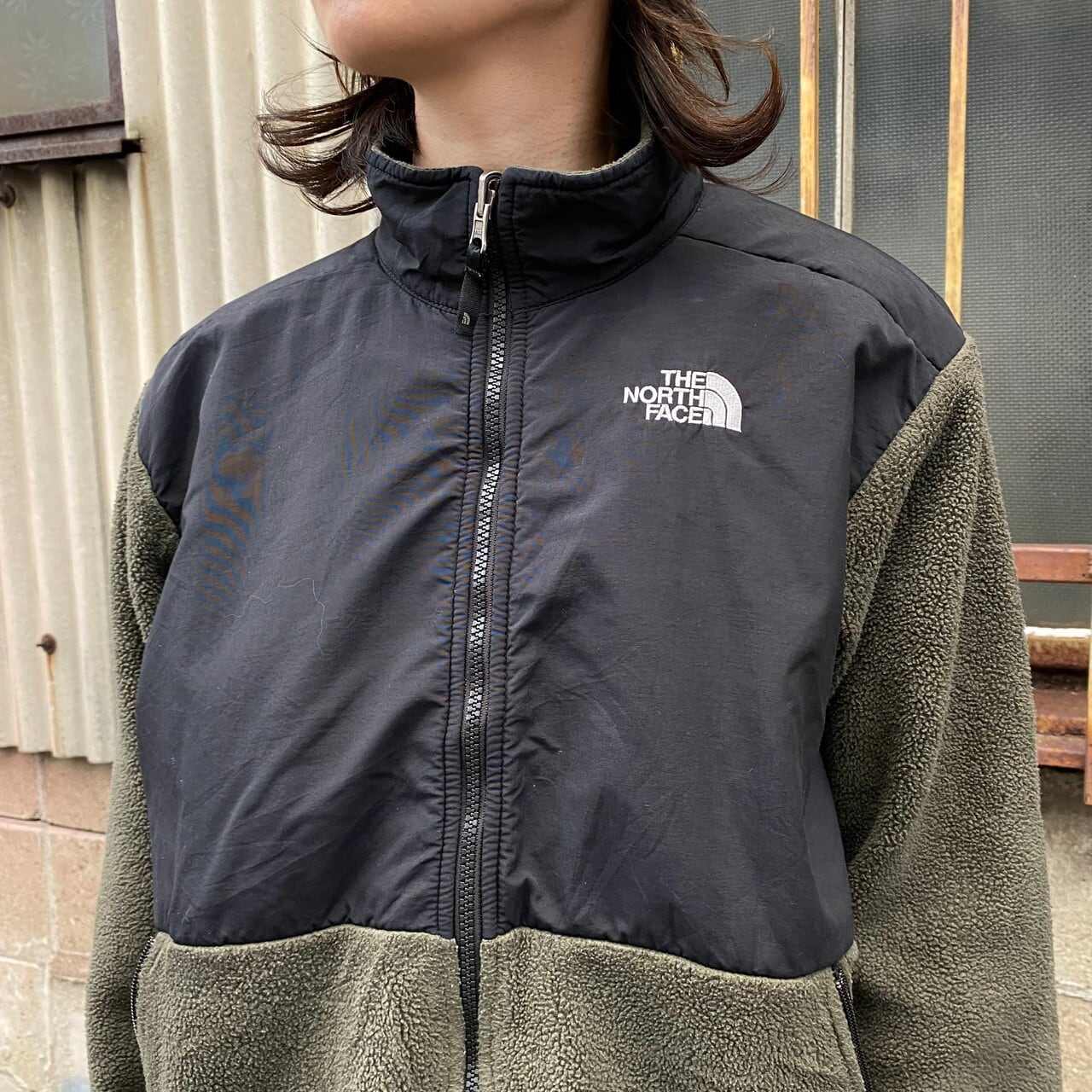 THE NORTH FACE ザ ノースフェイス デナリ ナイロンxフリースジャケット レディースM-L相当 古着 アウトドアジャケット  POLARTEC カーキ 【フリースジャケット】【アウトドアジャケット】 | cave 古着屋【公式】古着通販サイト powered by BASE