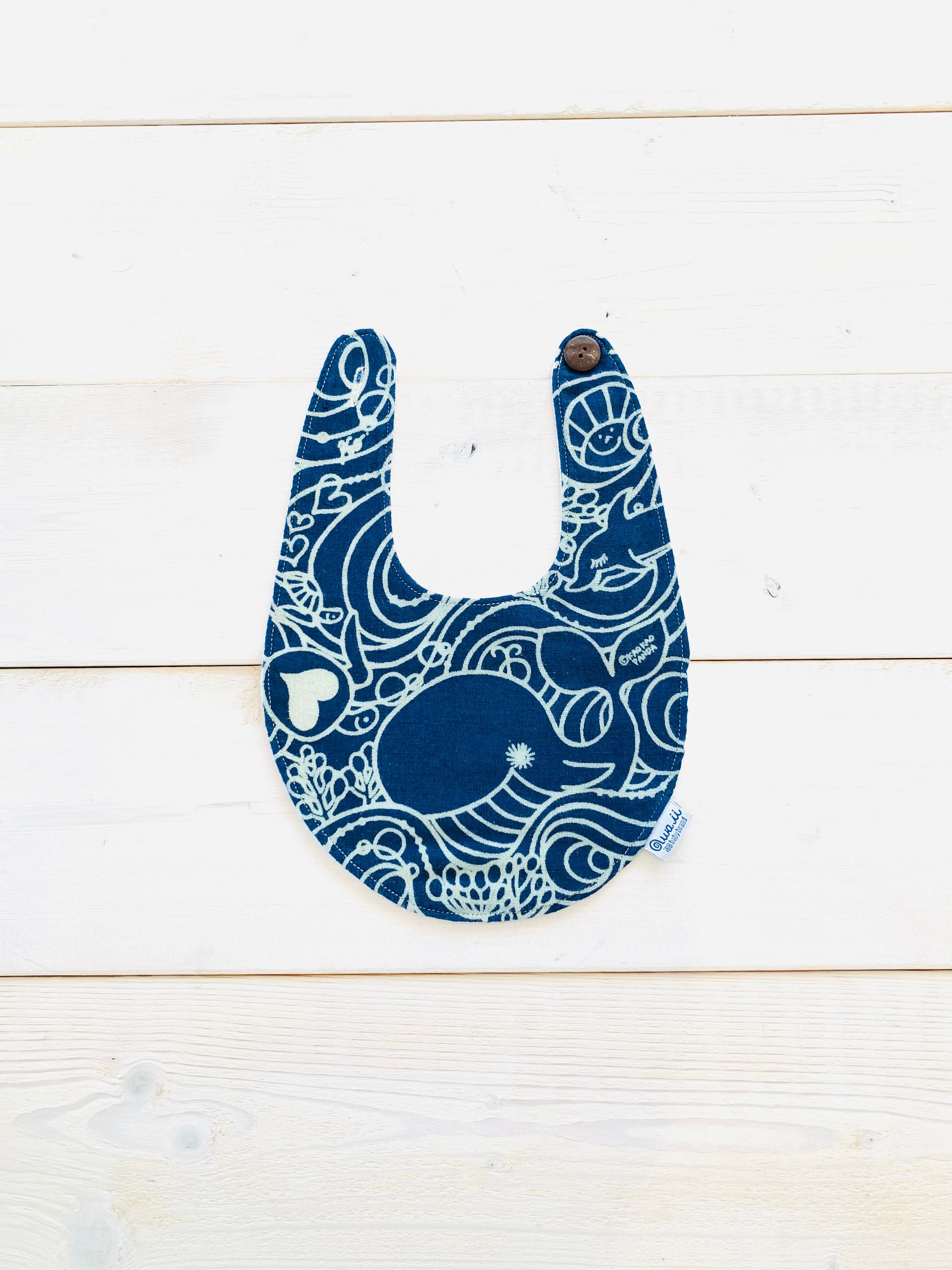 Awaii ✳︎ Baby bib 【KAO KAO PANDA × IBB 藍染スタイ】 inBetweenBlues ~Oceanview indigo studio~ ベビースタイ✳︎ベビー用品✳︎