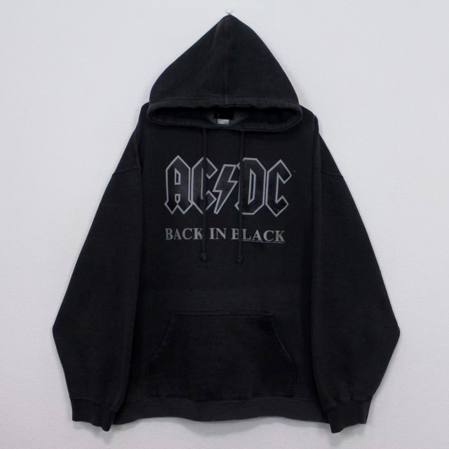 【Caka act2】"AC/DC" "BACK IN BLACK" Loose Hoodie