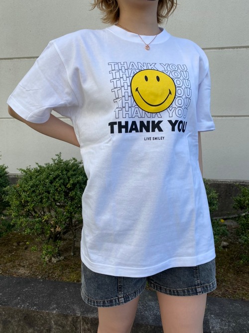 SMILEY FACE (スマイリーフェイス) THANK YOU プリント Tシャツ ホワイト SMT-002