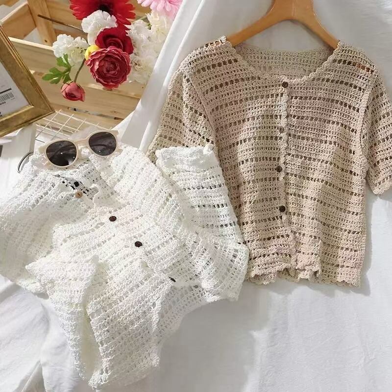 半袖かぎ編みカーデ　AJ1079-856