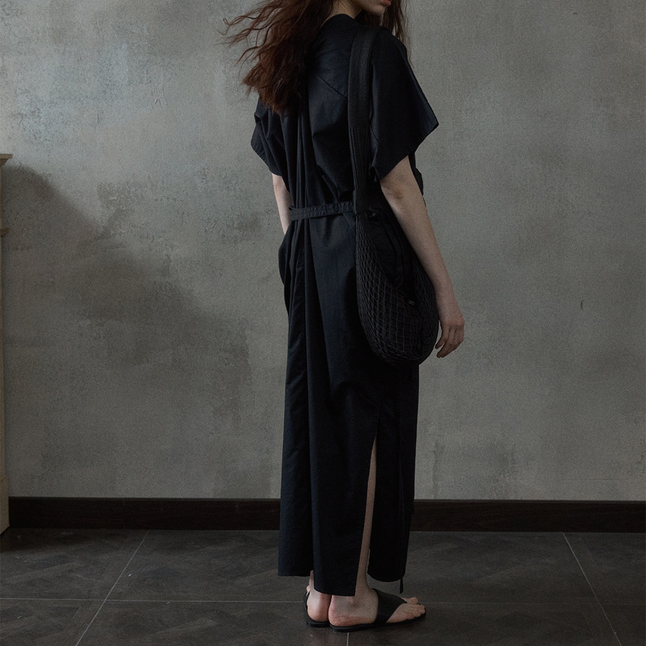 A-line Silhouette V-neck Shirt onepiece T0417