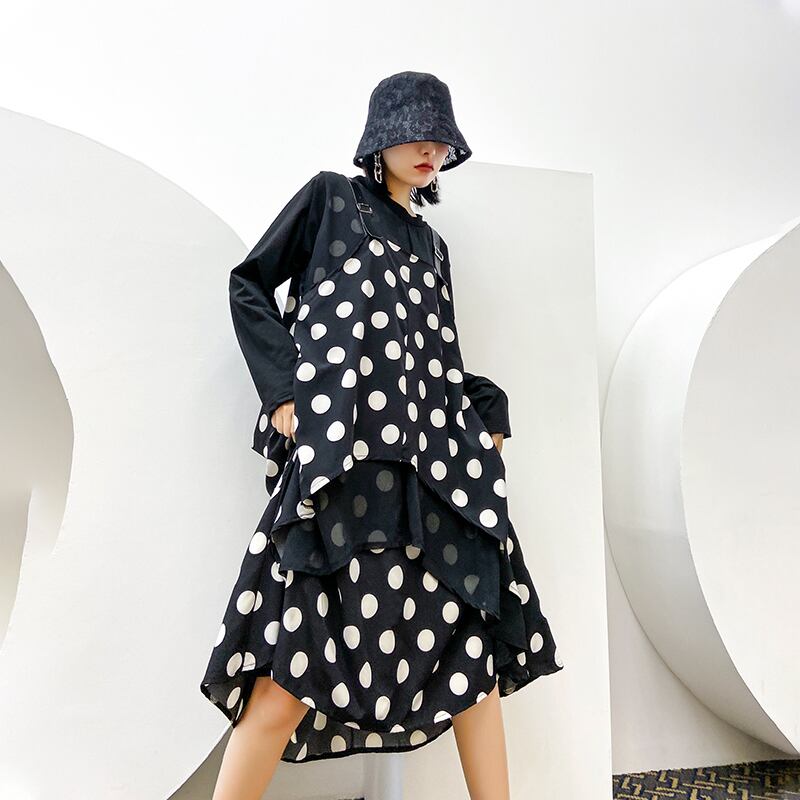 オータムシフォンスリムドレス ロング 大きめサイズ 秋物 ステッチ ラブタオタオダレンハウス70123312769