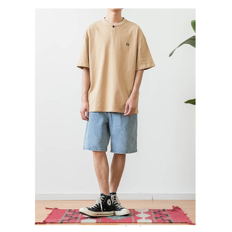 ★HENRY COLOR EMBROIDERY T-SHIRT　18055